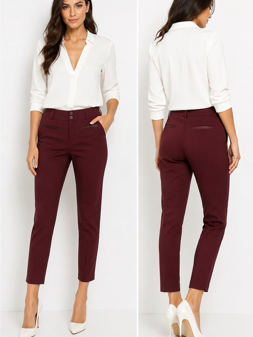 Anthropologie The Essential Slim Burgundy Ankle Dress Pants Size 2